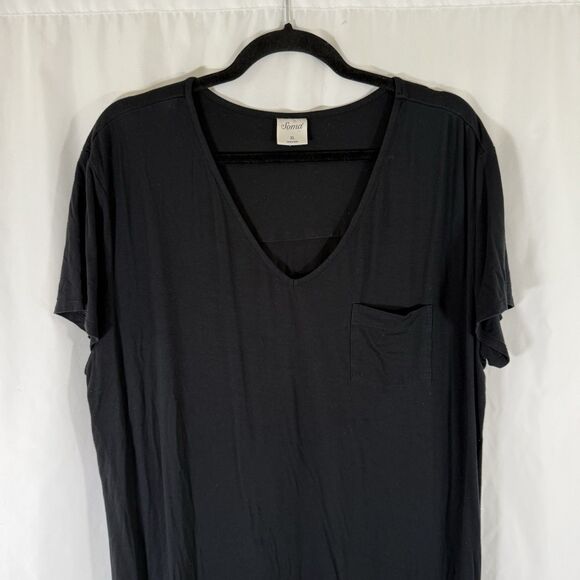 Soma Sleep Dress Women's XL Black Short Sleeve Vneck Stretch Rayon - Picture 2 of 11